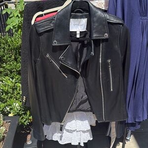 10 Crosby Derek Lam Black Leather Jacket Motorcycle Style